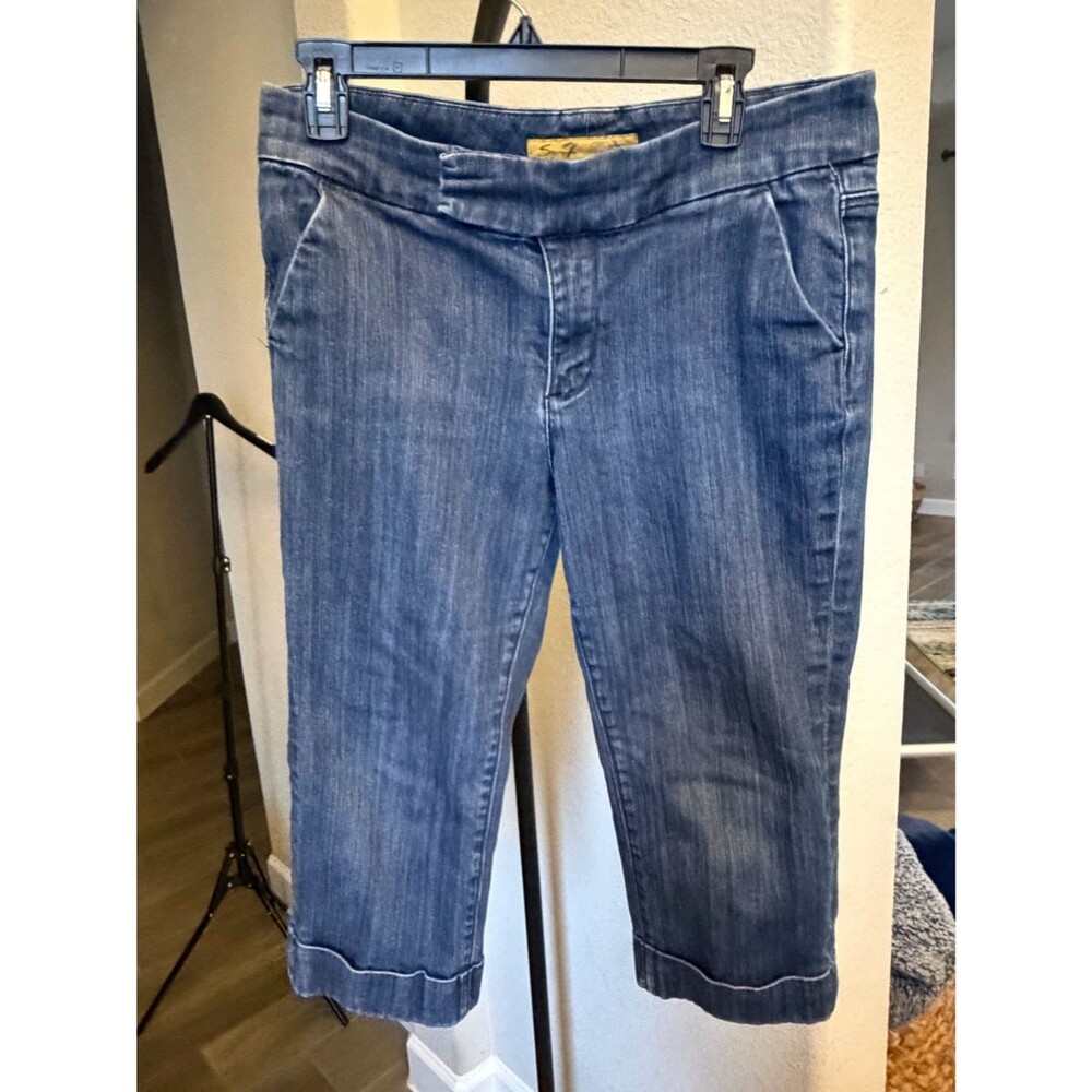 Seven7 Women's Cropped Blue Denim Capri Jeans 8